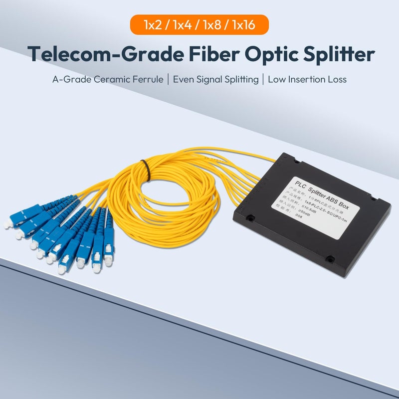 Duogalia موزع الألياف الضوئية SC/UPC PLC 1x8، موزع الألياف الضوئية لتوصيلات المنزل، الشبكة المحلية، غرف الشبكات، صندوق توزيع الألياف - Image 3
